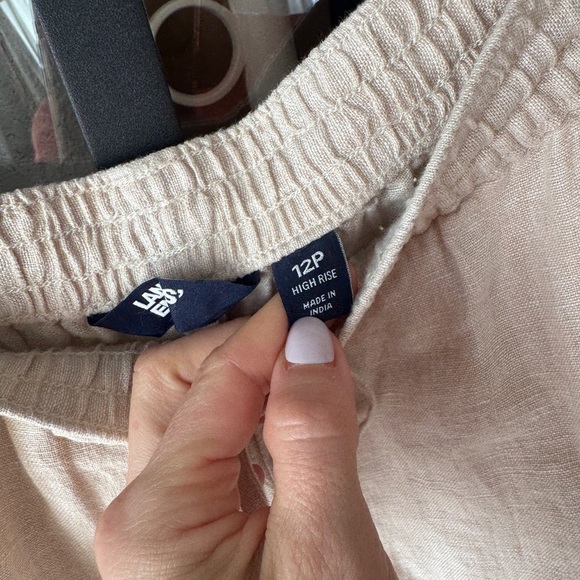 Lands’ End Linen cargo pants beige sand petite short putty drawstring straight - Picture 4 of 11